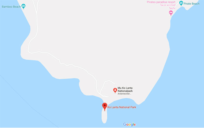 Google Maps Mu Lanta National Park in Koh Lanta